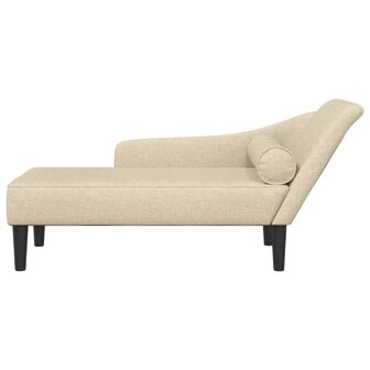 Chaise longue met kussens stof cr&egrave;mekleurig 3