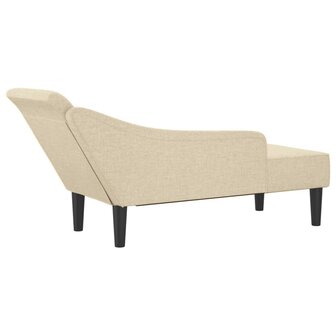 Chaise longue met kussens stof cr&egrave;mekleurig 5
