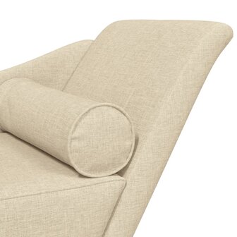 Chaise longue met kussens stof cr&egrave;mekleurig 6