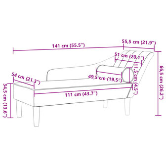 Chaise longue met kussens stof cr&egrave;mekleurig 8