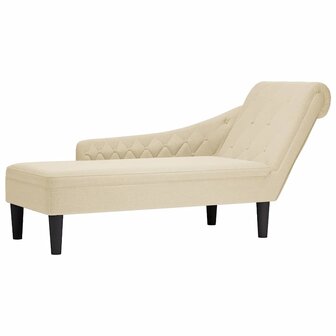 Chaise longue met kussen en rechterarmleuning stof cr&egrave;mekleurig 1