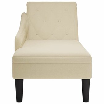Chaise longue met kussen en rechterarmleuning stof cr&egrave;mekleurig 4