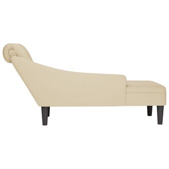 Chaise longue met kussen en rechterarmleuning stof cr&egrave;mekleurig 5
