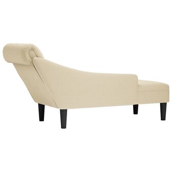 Chaise longue met kussen en rechterarmleuning stof cr&egrave;mekleurig 6