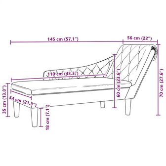 Chaise longue met kussen en rechterarmleuning stof cr&egrave;mekleurig 9