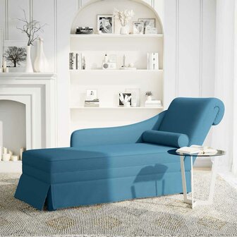 Chaise longue met bolster en rechterarmleuning fluweel blauw 2