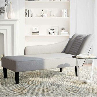 Chaise longue met rechterarmleuning stof wolk grijs 3