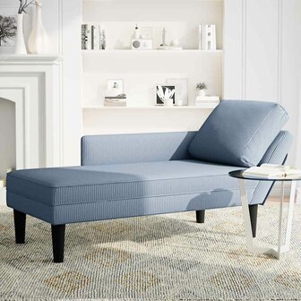 Chaise longue met kussen corduroy stof blauw 3