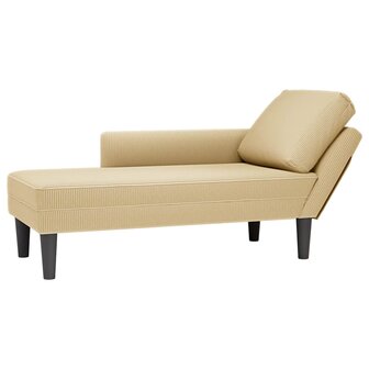 Chaise longue met kussen corduroy stof lichtgroen grijs 1