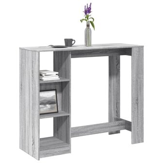 Bartafel met schap 124x46x103,5 cm bewerkt hout grijs sonoma 1