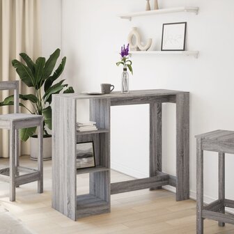 Bartafel met schap 124x46x103,5 cm bewerkt hout grijs sonoma 3