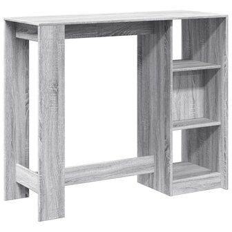 Bartafel met schap 124x46x103,5 cm bewerkt hout grijs sonoma 6