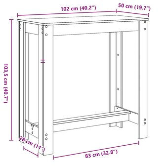 Bartafel 102x50x103,5 cm bewerkt hout bruin eikenkleurig 9