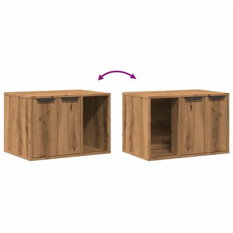 Kattenbakkast 60x40x40 cm bewerkt hout artisanaal eikenkleurig 8