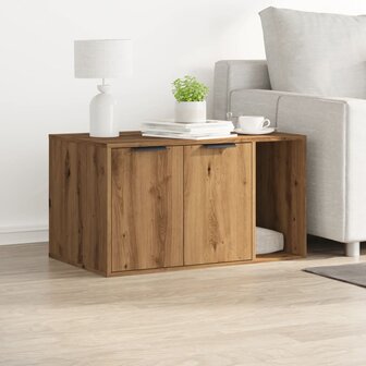 Kattenbakkast 80x50x45 cm bewerkt hout artisanaal eikenkleurig 3