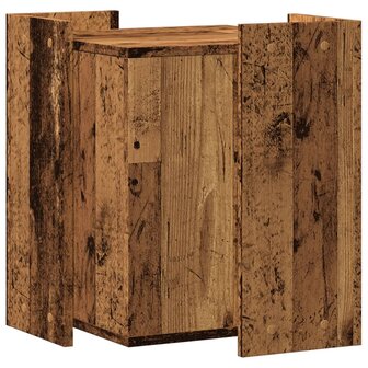 Kattenbakkast 42x42x51 cm bewerkt hout oud houtkleurig 6
