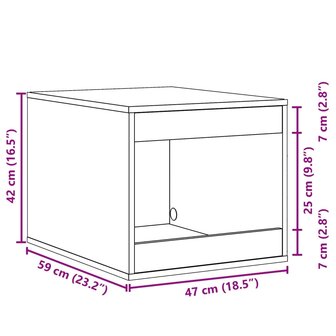 Kattenbakkast 47x59x42 cm bewerkt hout gerookt eikenkleurig 9