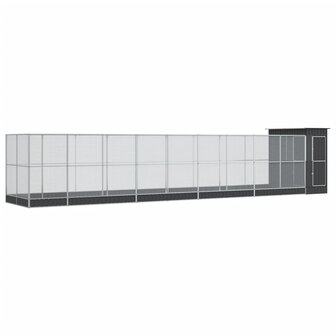 Voli&egrave;re met verlengstuk 1037x203x216 cm staal zilverkleurig 2