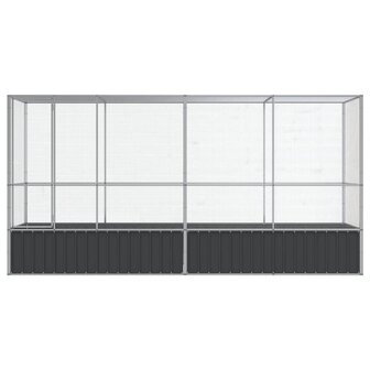 Voli&egrave;re met verlengstuk 418,5x107x212 m staal zilverkleurig 3