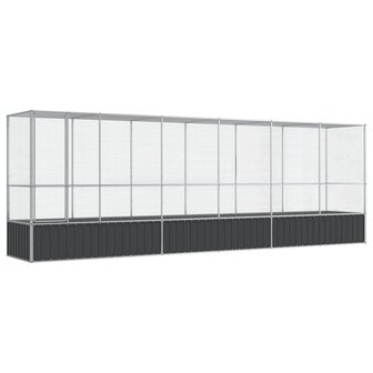 Voli&egrave;re met verlengstuk 626,5x107x212 m staal zilverkleurig 2