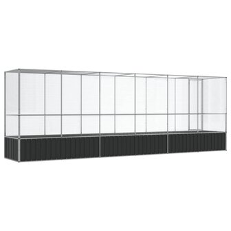 Voli&egrave;re met verlengstuk 626,5x107x212 m staal zilverkleurig 5