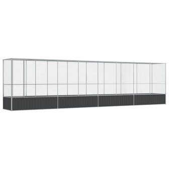 Voli&egrave;re met verlengstuk 834,5x107x212 m staal zilverkleurig 2