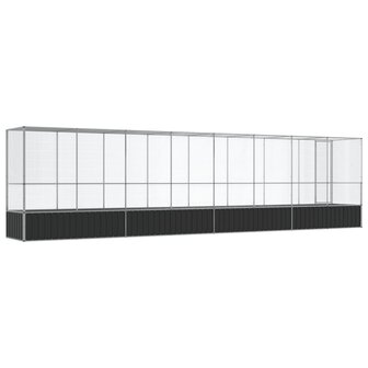 Voli&egrave;re met verlengstuk 834,5x107x212 m staal zilverkleurig 5