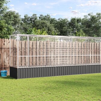 Voli&egrave;re met verlengstuk 1042,5x107x212 m staal zilverkleurig 1