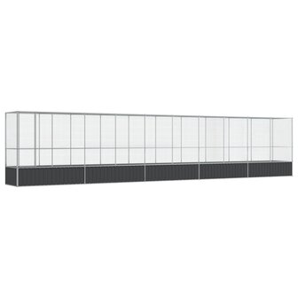 Voli&egrave;re met verlengstuk 1042,5x107x212 m staal zilverkleurig 2
