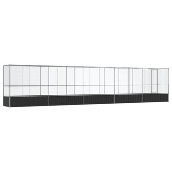 Voli&egrave;re met verlengstuk 1042,5x107x212 m staal zilverkleurig 5