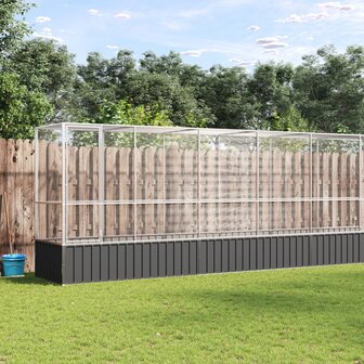 Voli&egrave;re met verlengstuk 1250,5x107x212 m staal zilverkleurig 1
