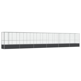 Voli&egrave;re met verlengstuk 1250,5x107x212 m staal zilverkleurig 2