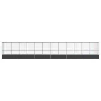 Voli&egrave;re met verlengstuk 1250,5x107x212 m staal zilverkleurig 3