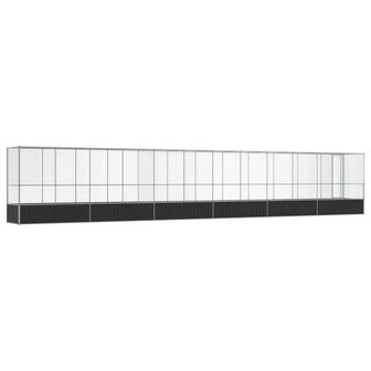 Voli&egrave;re met verlengstuk 1250,5x107x212 m staal zilverkleurig 5