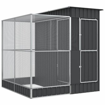 Voli&egrave;re met verlengstuk 209x203x216 cm staal zilverkleurig 2