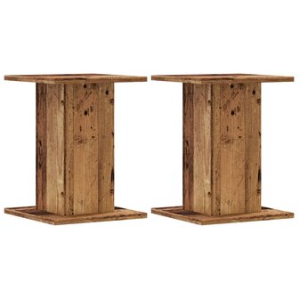 Speakerstandaards 2 st 30x30x40 cm bewerkt hout oud houtkleurig 2