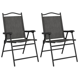 Tuinstoelen 2 st inklapbaar staal en textileen gem&ecirc;leerd grijs 2