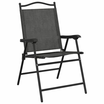 Tuinstoelen 2 st inklapbaar staal en textileen gem&ecirc;leerd grijs 4