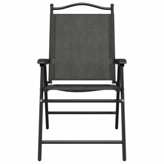 Tuinstoelen 2 st inklapbaar staal en textileen gem&ecirc;leerd grijs 5