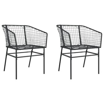 Tuinstoelen 2 st poly rattan zwart 2