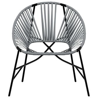 Tuinstoel Egg poly rattan zwart en lichtgrijs 4