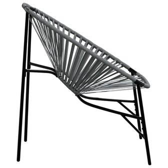 Tuinstoel Egg poly rattan zwart en lichtgrijs 5