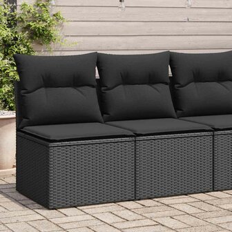 2-delige Loungeset met kussens poly rattan acacia zwart 1
