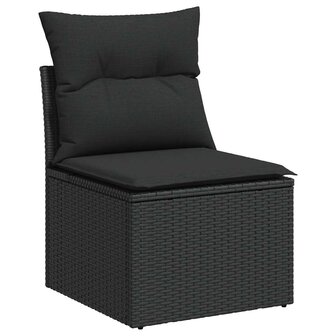 2-delige Loungeset met kussens poly rattan acacia zwart 4