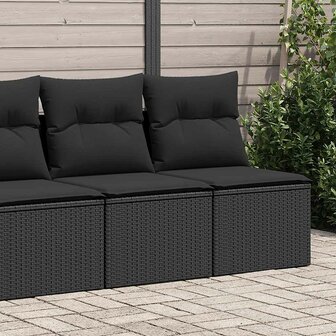 2-delige Loungeset met kussens poly rattan acacia zwart 1