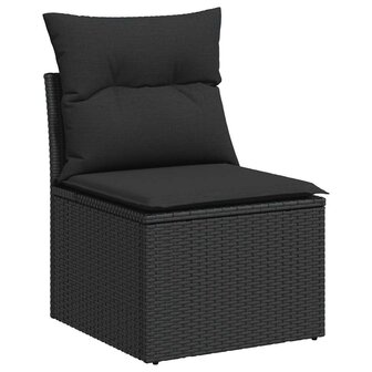 2-delige Loungeset met kussens poly rattan acacia zwart 4