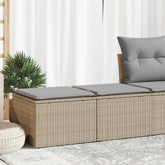 2-delige Loungeset met kussens poly rattan acacia beige 1