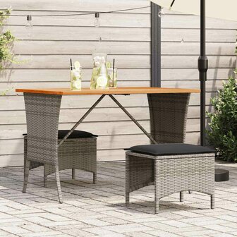 3-delige Tuinset met kussens poly rattan grijs 1