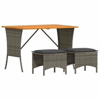 3-delige Tuinset met kussens poly rattan grijs 2