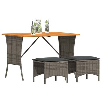 3-delige Tuinset met kussens poly rattan grijs 4